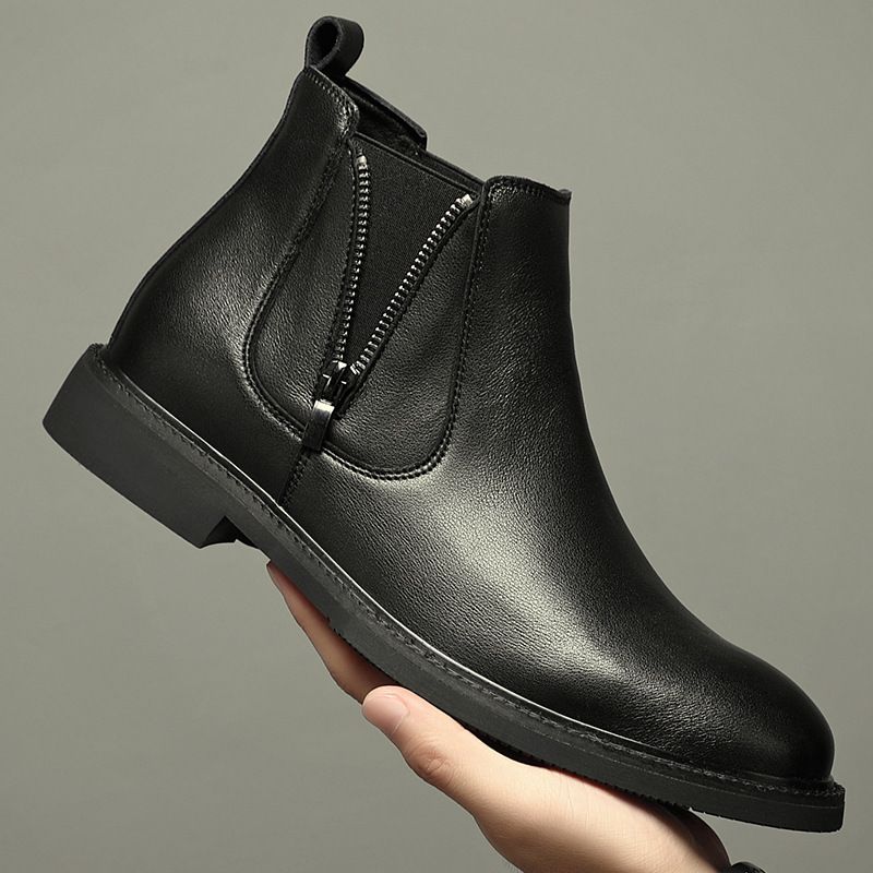 Martin Boots Men's High-top Wind Tooling Short Boots Heightening Men's Medium-top Chelsea Boots_voghion.com