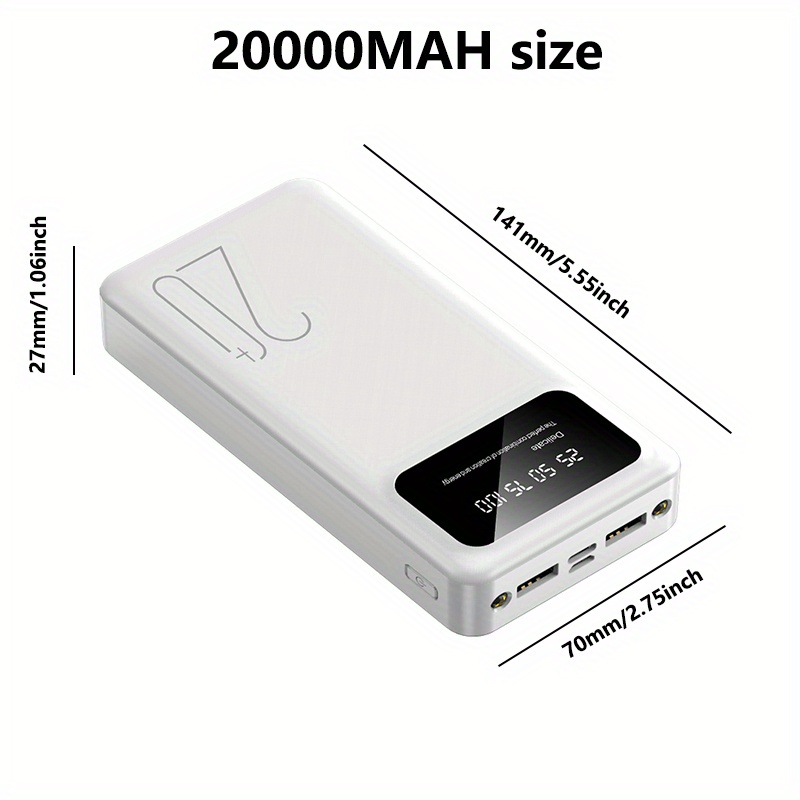 10000/20000 MAh High-capacity Portable Power Bank, 5V2.1A Portable USB Charger, Compatible With Android/iPhone Devices_voghion.com