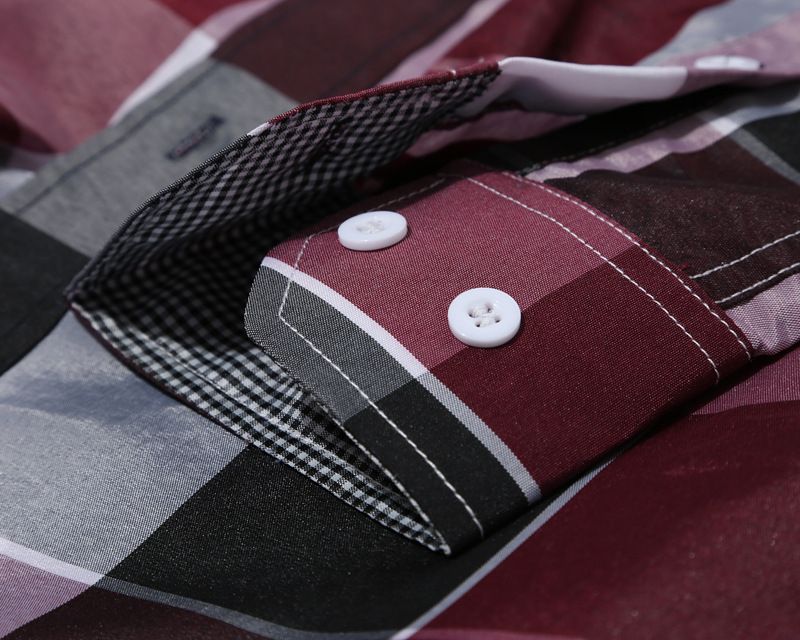 Men's Clothing Long-sleeved Plaid Shirt Fashion Lapel Casual Shirts_voghion.com