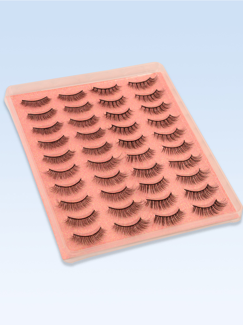 Cils en fibres chimiques 3D chauds, boucles stéréo naturelles, 20 paires de faux cils de plus que les cils plats_voghion.com