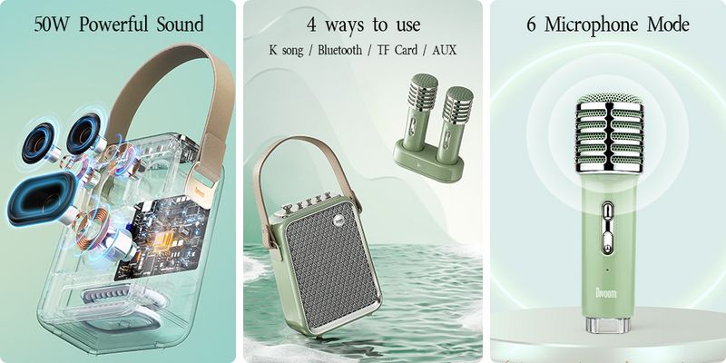 Altoparlante Bluetooth portatile Divoom Songbird-HQ, suono potente da 50 W, microfono karaoke, modalità di modifica della voce_voghion.com