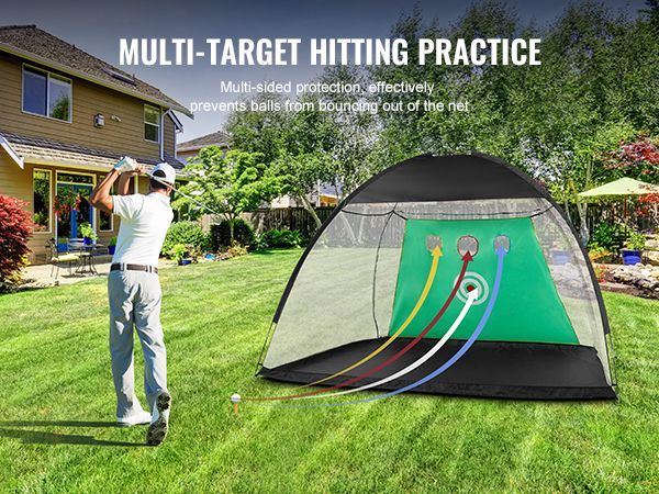 VEVOR Golf Net, 10x7ft All In 1 Golf Practice Net, Indoor Outdoor Home Golf Swing Training, Golf Hitting Aid Net With Target/Turf Mat/Balls/Tee/Carry Bag, For Backyard Driving Chipping, Gift For Men_voghion.com