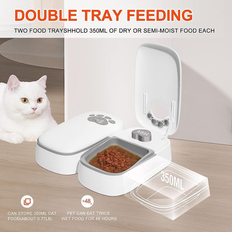 Futterspender para gatos y perros, alimentador de comida seca para mascotas con chip mejorado 2 en 1 con pantalla, 48 Stunden Frische para Halbnasses Futter, Gesündere_voghion.com
