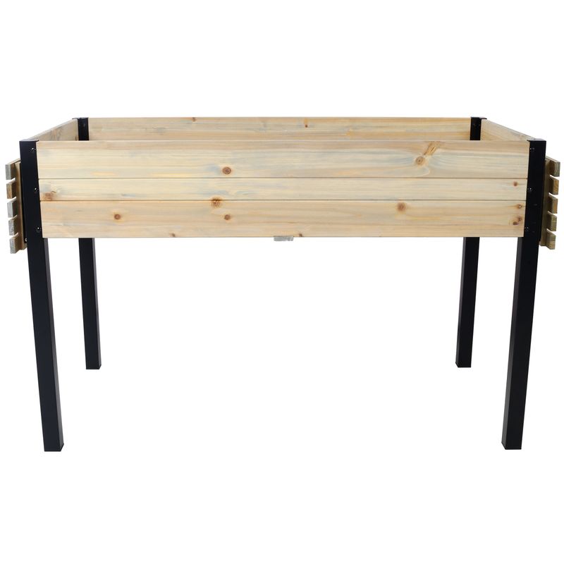 Raised Garden Bed, Metal Leg Wood Planter Boxes With Folding Storage Shelf,Elevated Planter Box For Growing Fresh Herbs, Vegetables, Flowers Great For Outdoor Patio, Deck, Balcony_voghion.com