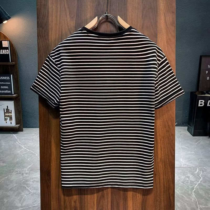 Men's Clothing color ice silk short sleeved T shirt for men in summer, high end fashion and versatile round neck casual bottoming shirt for men_voghion.com