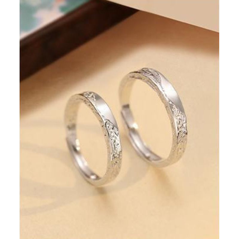 Women's New Pure Silver Statement Ring - Niche Minimalist Design, High-End Aesthetic, "Heartbeat" Couple Style_voghion.com