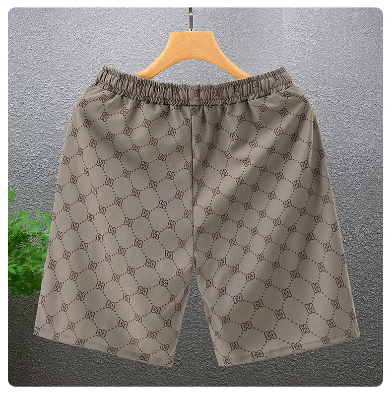 Shorts d'été pour hommes, pantalons imprimés en soie glacée, respirants, décontractés, vêtements de plage, de course, de sport, de basket-ball_voghion.com