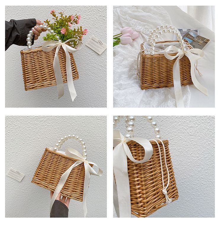 2024 Neue urbane und modische kleine quadratische, schlichte Handtasche aus Grasstrick mit einer Schulter und diagonaler Spreizung für Damen_voghion.com