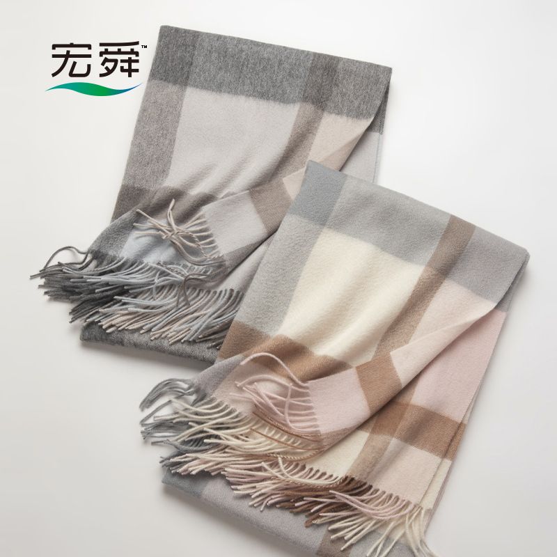 Hongshun Kaschmirschalfabrik Innere Mongolei 2024 Neue Herbst/Winter-Kollektion Karomuster Britischer Schurwollschal_voghion.com