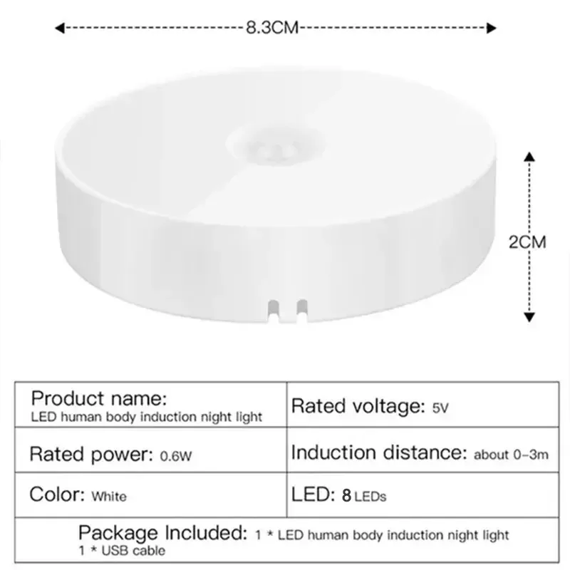 Bewegungssensor-Licht, LED-USB-Nachtlichter, wiederaufladbare Lampe für Schlafzimmer, Treppenhaus, Flur, Kleiderschrank, Schrankbeleuchtung_voghion.com