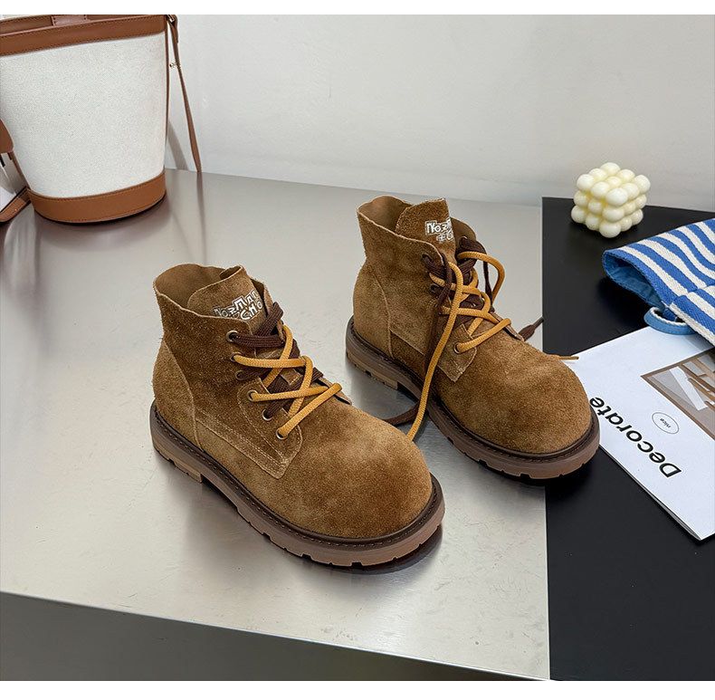 Cowhide Version Of The Leather Thick Bottom Height Martin Boots_voghion.com