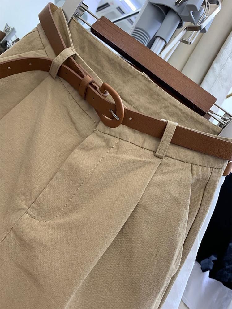 Pantaloncini da donna in cotone per l'estate 2024, versione coreana, nuovi, larghi e snellenti, a vita alta, a gamba larga e sottile_voghion.com