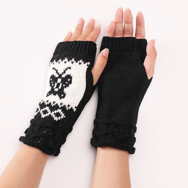 Gants courts et chauds en forme de papillon pour femme, mignons, à la mode, pour l'automne et l'hiver, nouveau style, en laine, avec doigts exposés, tricotés_voghion.com