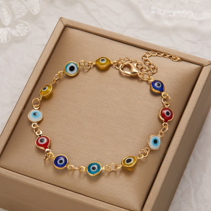 Braccialetto bohémien turco contro il malocchio | Design vintage regolabile | Amuleto colorato rivestito in resina epossidica | Lega ipoallergenica | Regalo di gioielli bohémien protettivi_voghion.com