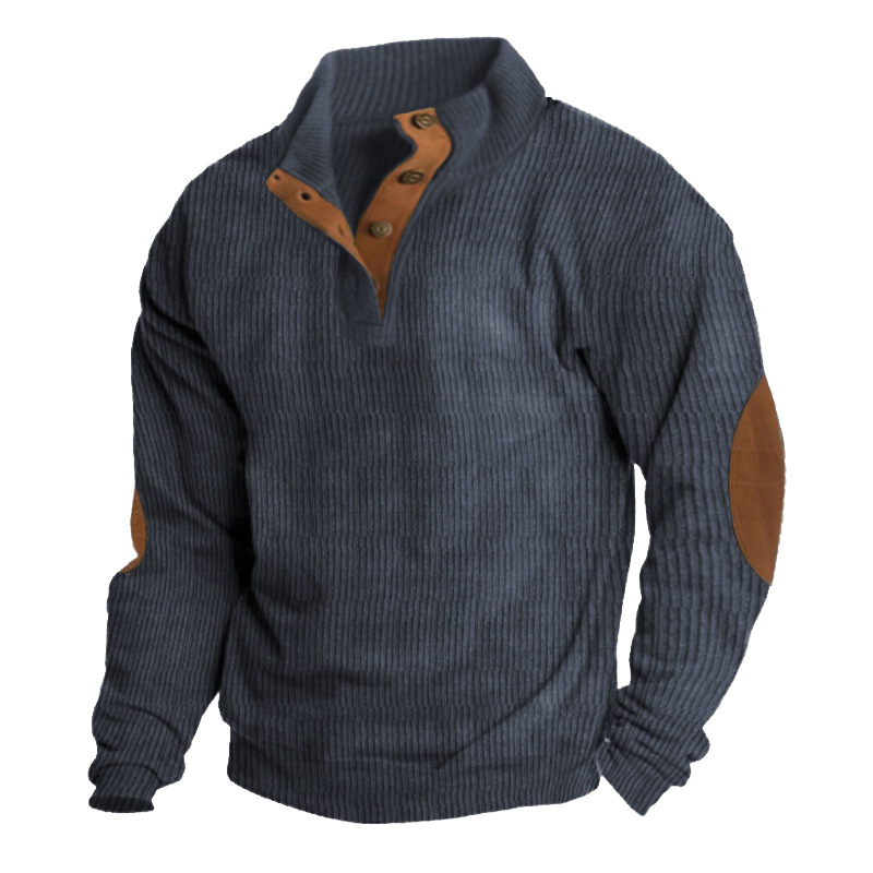 Hanorac bărbătesc cu mânecă lungă și guler înalt, pentru exterior, casual_voghion.com