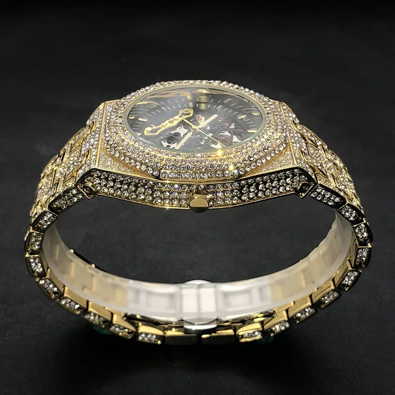 Men's watch, hip-hop style, luxurious, all diamond, silver module, Seton tourbillon, mechanical clock, fashionable_voghion.com