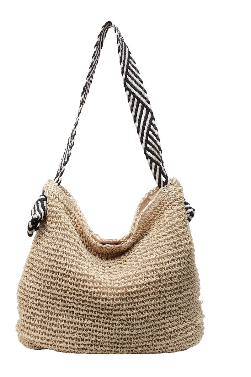 2025 Sommer Neue gewebte große Kapazität Pendler Damen Stroh Urlaub Stil Umhängetasche_voghion.com