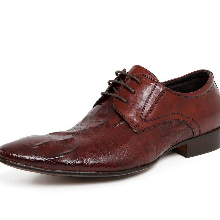 Regal Footwear European Style New Business Casual Men's British Pointed Toe Formal Leather Breathable Single Crocodile Pattern Shoes_voghion.com