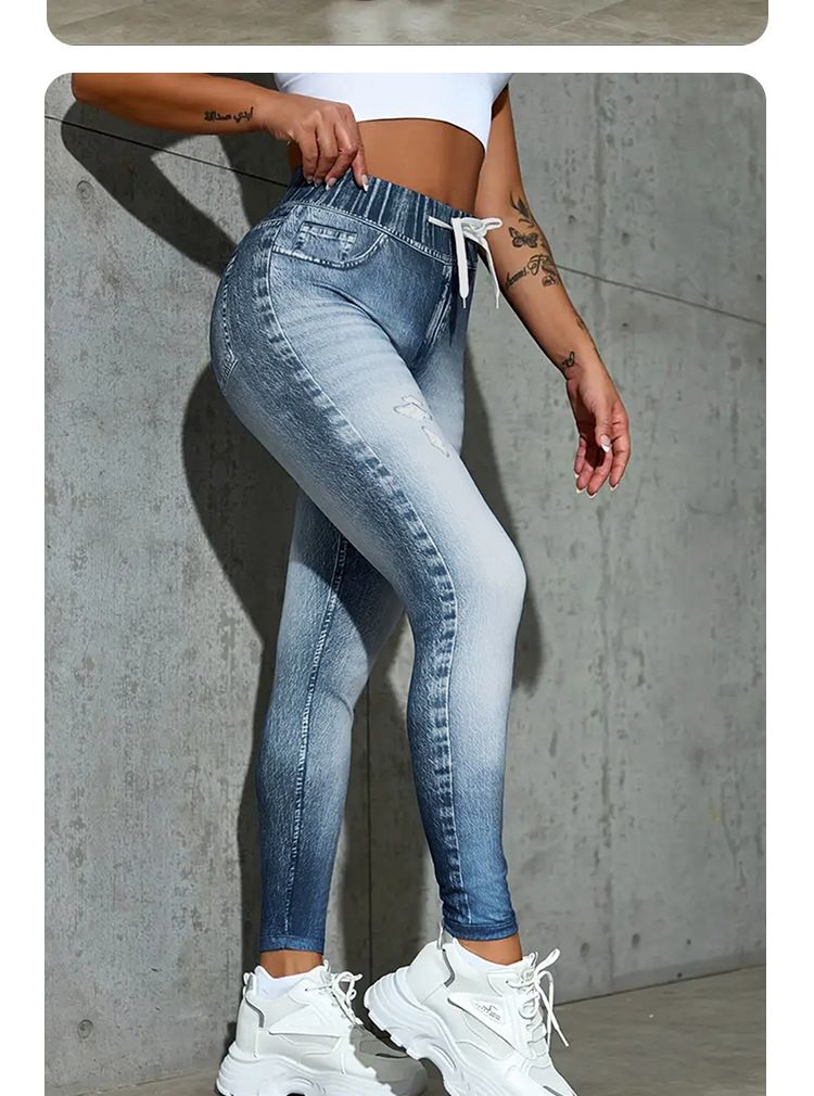 Women's Clothing High Waist Drawstring Printed Trousers High Elastic Yoga Hip Lifting Abdomen Tights Cycling Fitness All Match_voghion.com