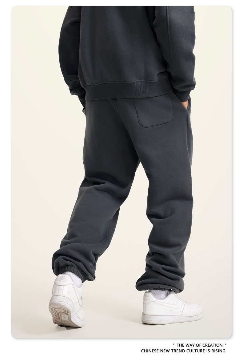 Herrenbekleidung Hipster einfarbige Beanie-Jogginghose Herren locker lässige Fleece-Trainingsanzughose_voghion.com