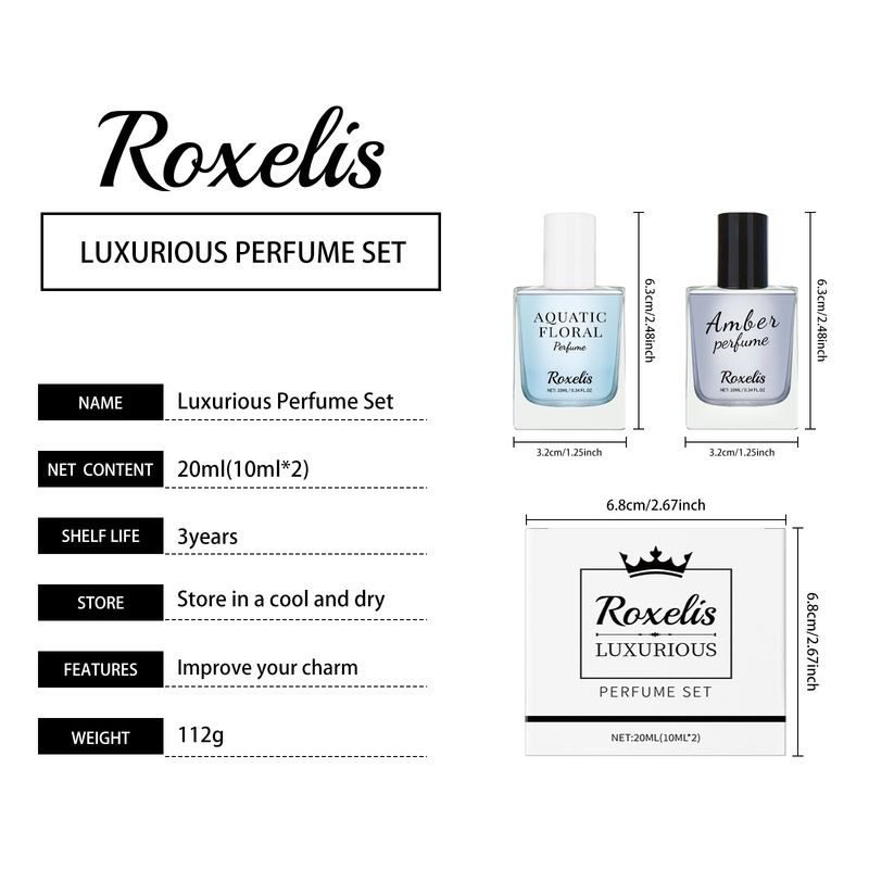 Roxelis Luxury Eau De Toilette Set, Warm Amber Scent And Fresh Aquatic Floral Luxury Style Gift Box Exquisite Set_voghion.com