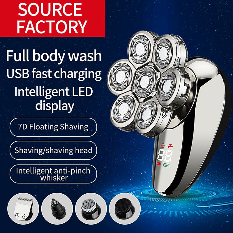 7D Elektrorasierer 7 Kopf Rasierer Glatze Bart Haar Schädel Trimmer Bart Entferner Männer_voghion.com