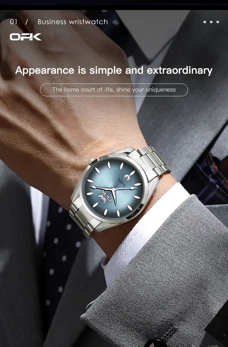 OPK Mens Watch Quartz Watch Waterproof Luminous Stainleess Steel Watches For Man Automatic Date Watch With Box_voghion.com