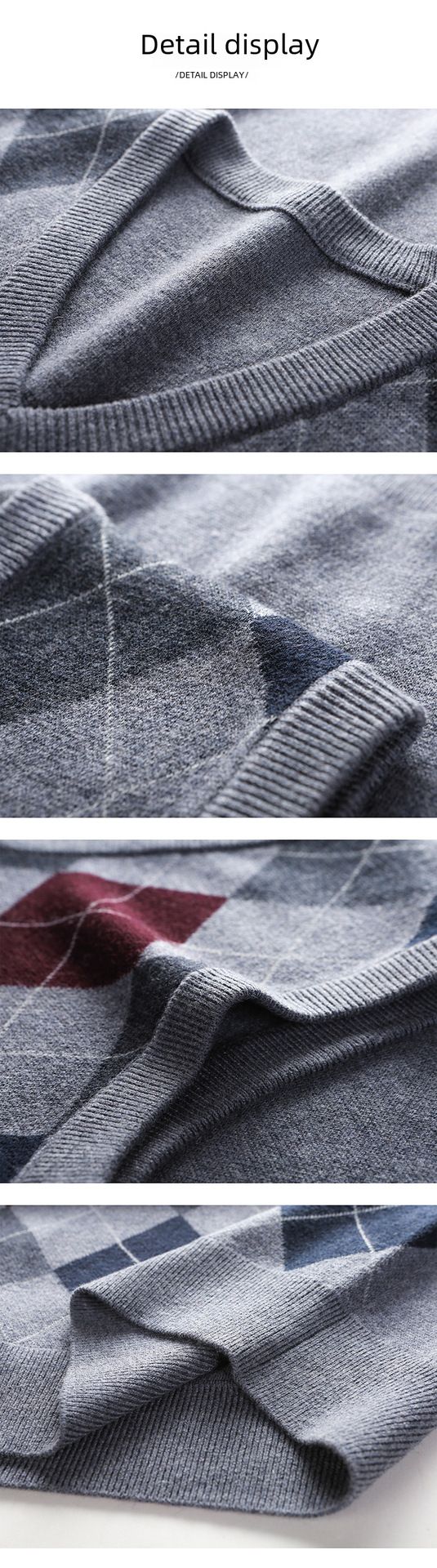 Herrenbekleidung Ärmelloser Pullover mit V-Ausschnitt und Wollweste Ärmelloser Pullover für Väter mittleren und älteren Alters Warme Pulloverweste Modisch_voghion.com