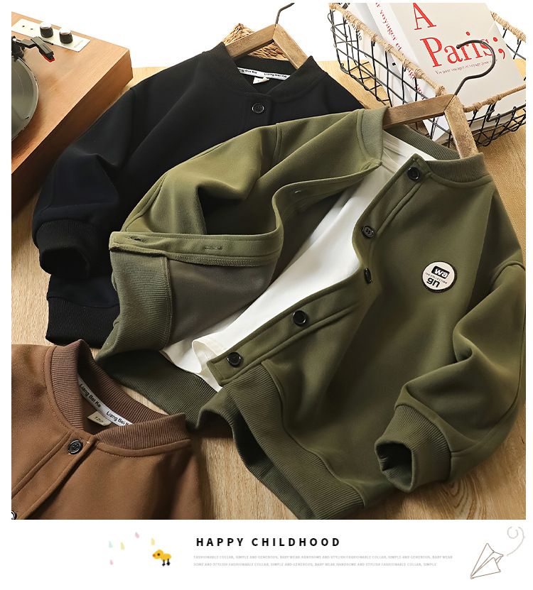 Abbigliamento per bambini in stile retrò, autunno e inverno, comodo colletto da baseball, giacca casual alla moda_voghion.com