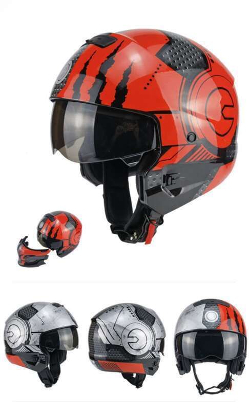 Samurai Black Scorpion Herr Kombinationshelhjälm Four Seasons Mech Battle Damage_voghion.com