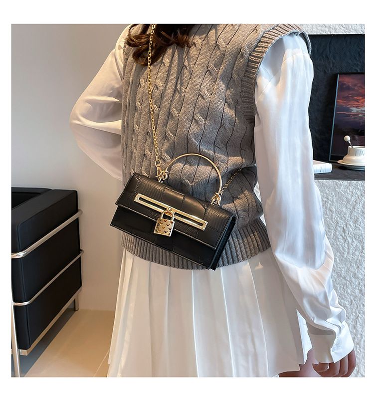 Women's Stylish And Versatile Small Square Shoulder Bag - Crossbody & Handheld For Daily Use, PU Leather With Alligator Texture, Magnetic Closure_voghion.com
