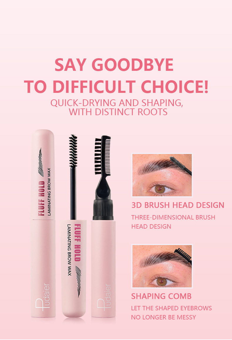Pudaier Natural Stereoscopic Double Head Brow Comb Cream Gel per sopracciglia con regolazione incolore_voghion.com