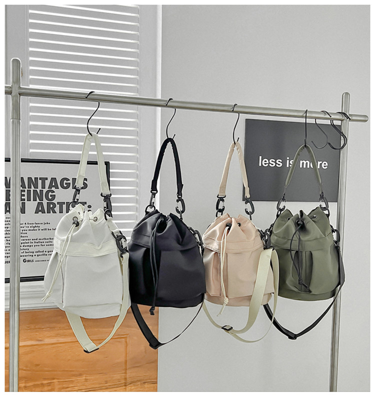 Eenzel Schëller-Crossbody-Täsch, Casual Schnürpäck, Liichtgewiicht Handtasche mat grousser Kapazitéit, Nylon-Eemertasch fir Fraen_voghion.com