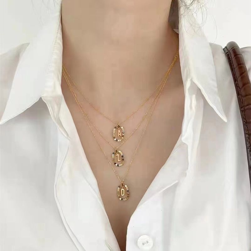Fashion New Fashion 26 Pendant Sterg Sier Colorful Zirconia Letter Necklace Gift for Women Fine Jewelry_voghion.com