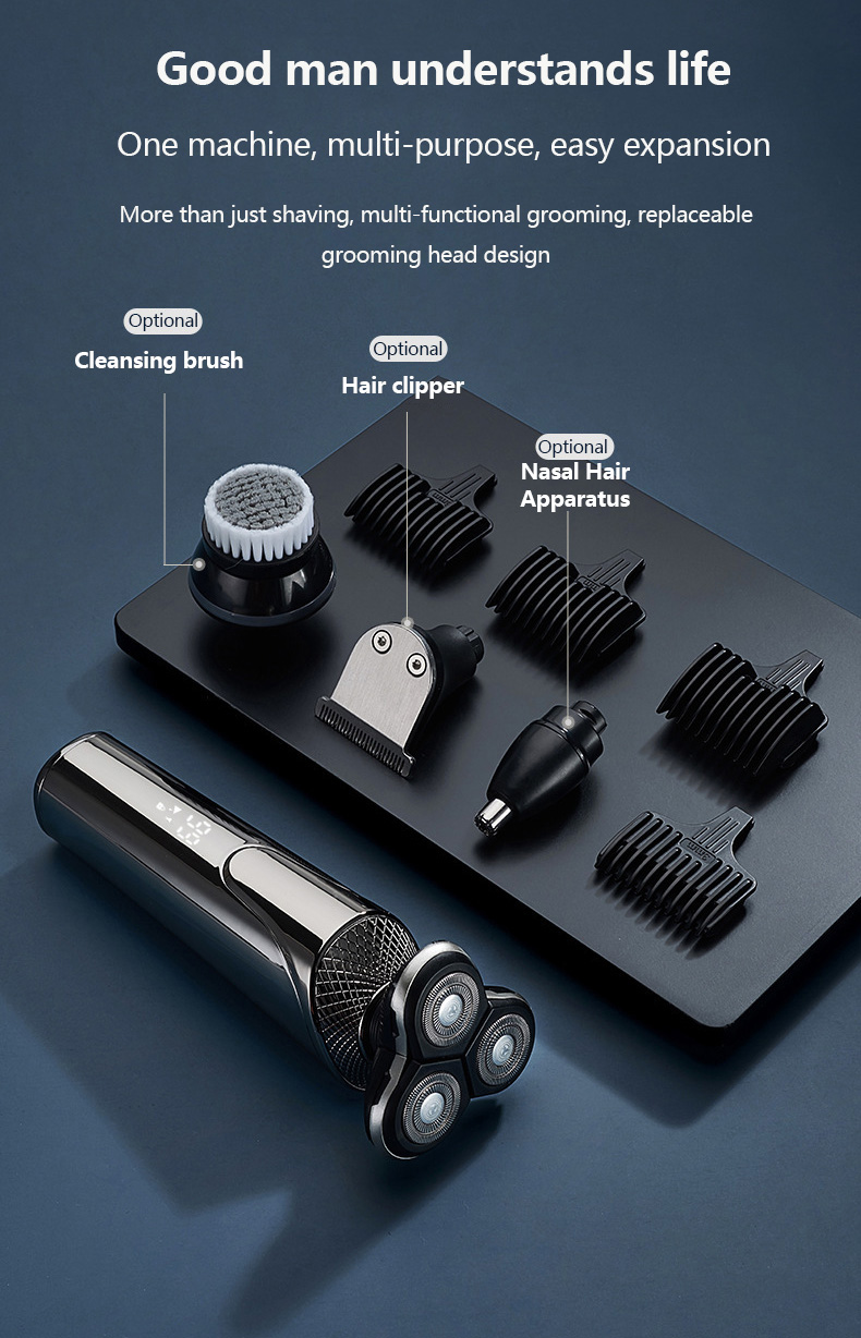Ensemble de toilettage professionnel pour hommes, rasoir électrique multifonction 5 en 1, étanche, Rechargeable par USB_voghion.com