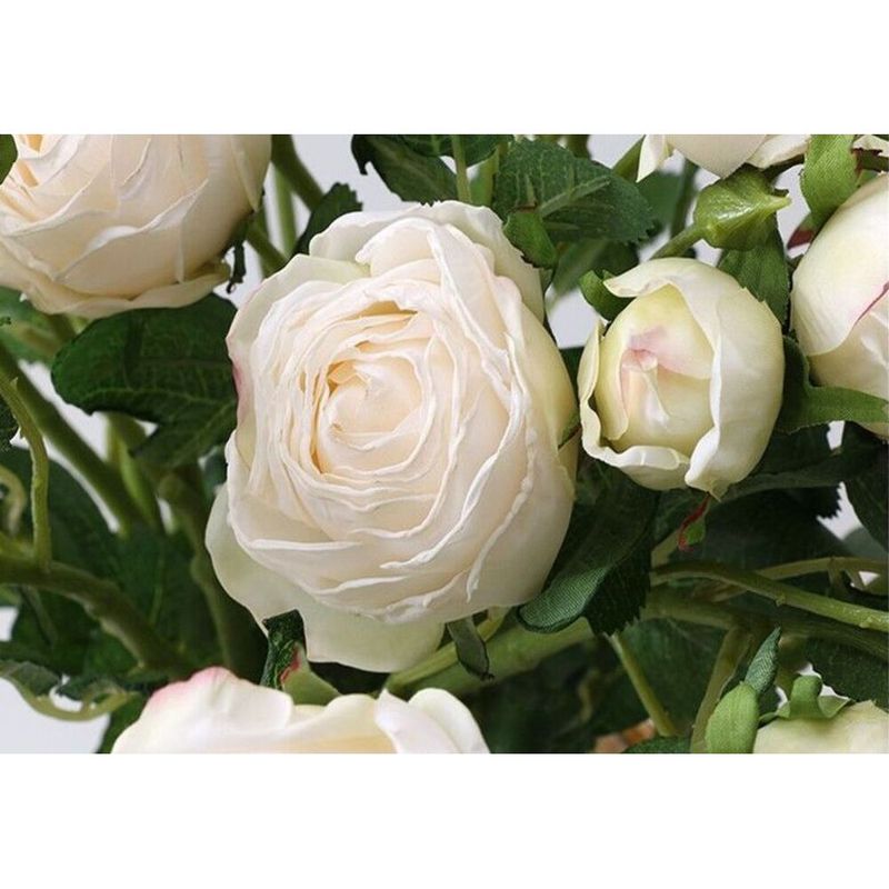 6 Stems Of American Style Burnt Edge Dried Roses Artificial Silk Flowers For Living Room Dining Table Decoration_voghion.com