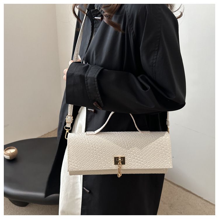 Handtas met geweven patroon, gepersonaliseerde schoudertas, messenger bag, minimalistische stijl, kleine vierkante tas_voghion.com