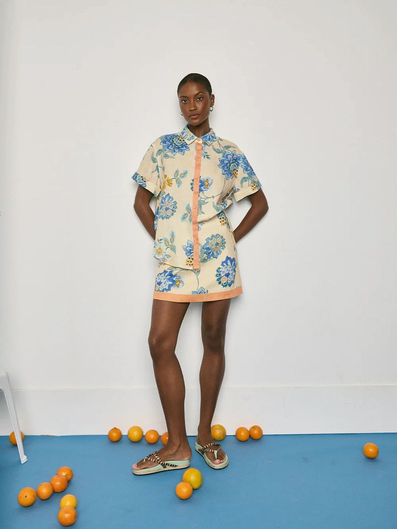 Vêtements pour femmes printemps et été, nouvelle chemise à manches courtes, jupe imprimée, ensemble deux pièces ample pour les vacances_voghion.com