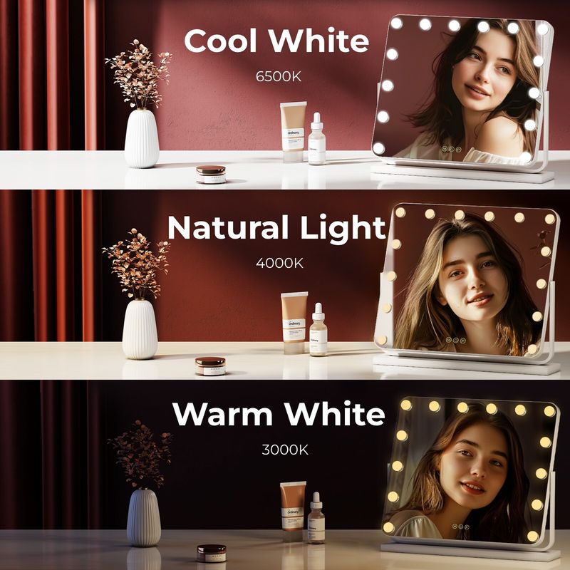 Hollywood Vanity Mirror With Bulb Touch 3 Light For Dressing Table Make Up White_voghion.com