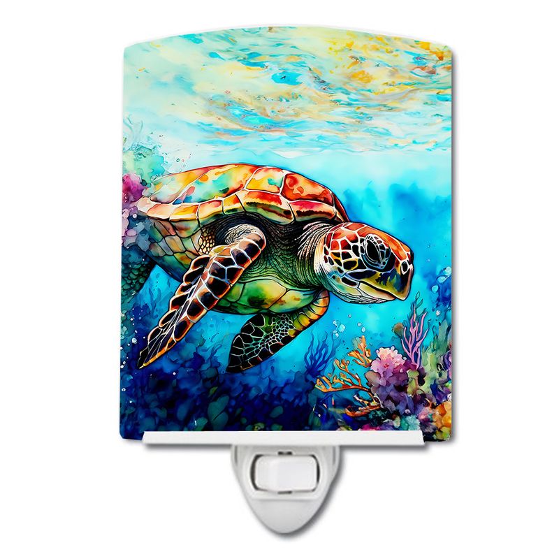 NEW Loggerhead Sea Turtle Ceramic Night Light Compact, UL-Certified, Ideal for Bedroom, Bathroom, Nursery, Hallway, Kitchen, 6x4x3, Multicolor_voghion.com