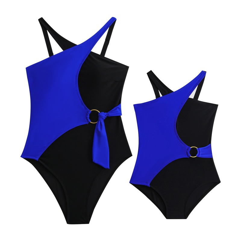 Mother&Kids One-piece swimsuit slim-fit sexy color matching swimsuit beach family suit_voghion.com