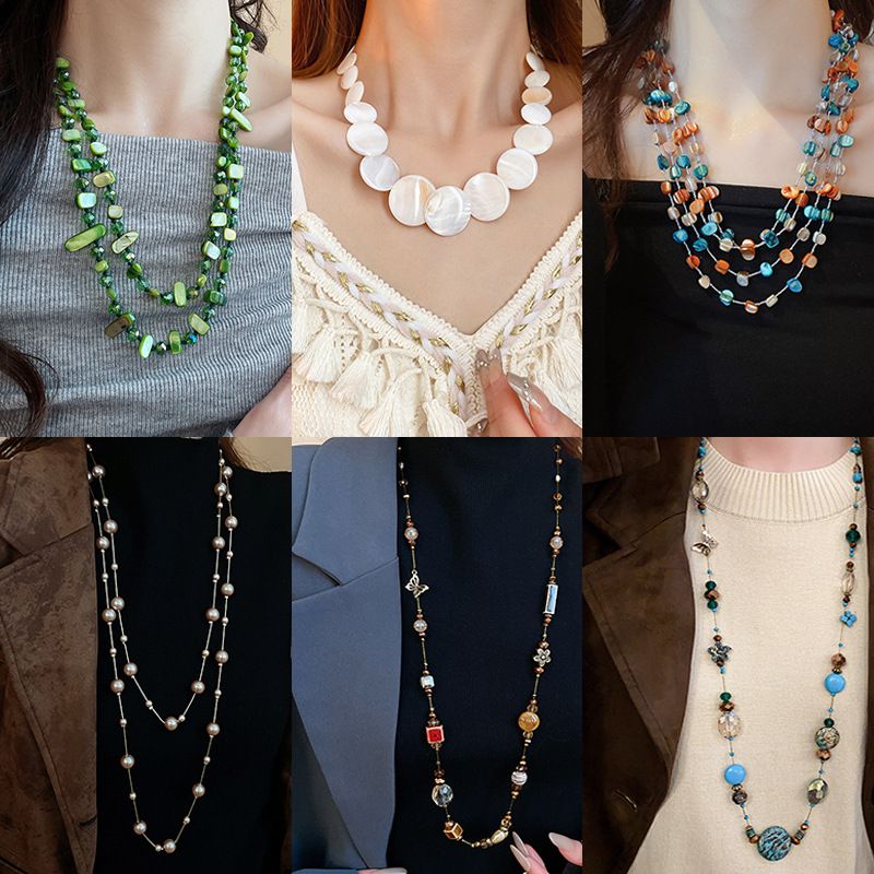 Bohemian Vacation Style Beaded Light High-end Niche Personality Clavicle Chain Fashion Design Sense Necklace_voghion.com