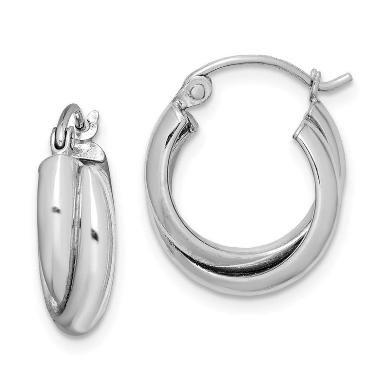 Sterling Silver Rhodium Plated Double Hoop Earrings_voghion.com