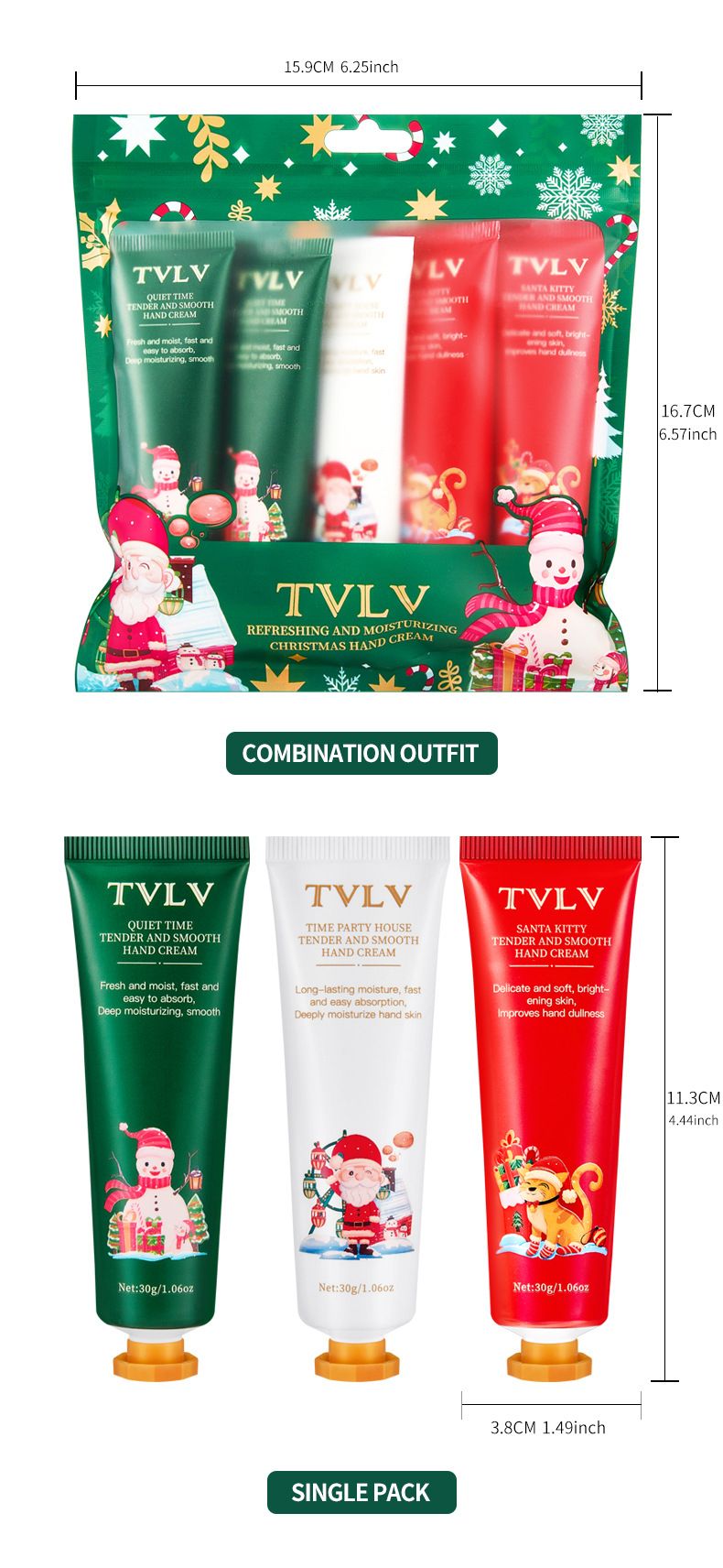 Handcreme Weihnachten Neujahr Feuchtigkeitsspendendes Handcreme-Set Handpflege_voghion.com