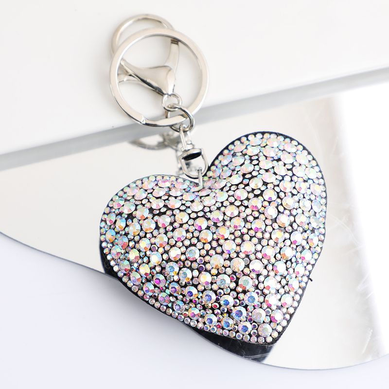 Full Inlaid Diamond Peach Heart Car Keychain Pendant Exquisite Rhinestone Backpack Decoration_voghion.com