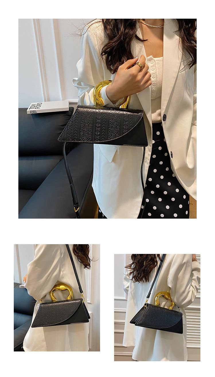 French Shell 2024 New Trendy Western style Electroplated Handbag Printed Splicing Bag_voghion.com