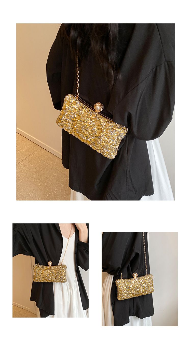 Väskor Damväskor 2004 nya modefärgade diamanter snygg axelväska ins textur crossbody chain box väska_voghion.com