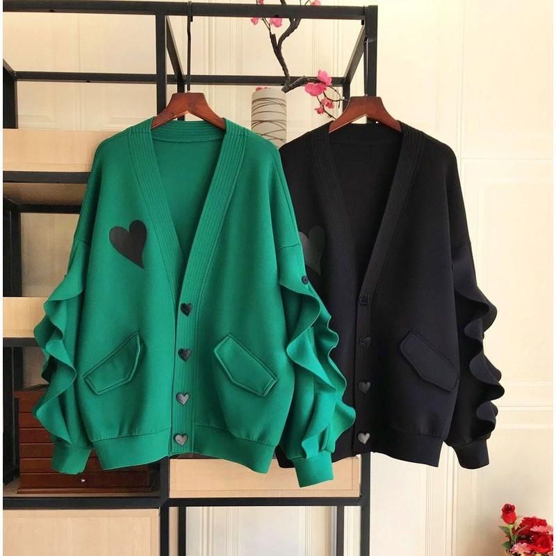 Damenbekleidung große Größe 2 300 Catties Fett mm locker lässig Liebe Raum Baumwolle Rüschen Fledermaus Ärmel Damenbekleidung_voghion.com