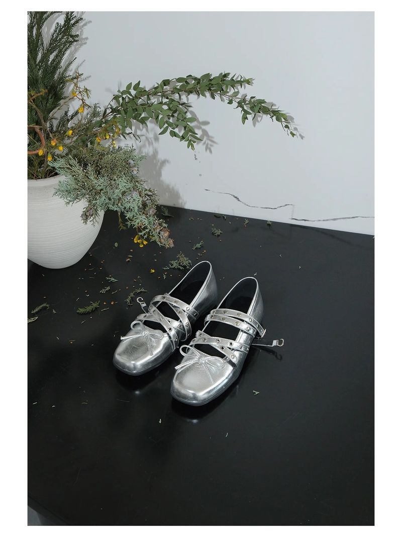 Schaffell Version ~ Rot Bowknot Kleine Einzelne Schuhe Für Frauen 2025 Herbst Echtem Leder Flach Mund Studded Ballett_voghion.com