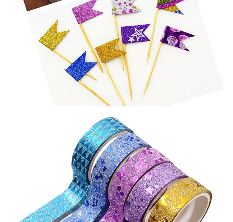 Autocollants décoratifs en ruban pailleté en gros 1,5 cm * 3M 10 rouleaux d'un tube de ruban pailleté_voghion.com